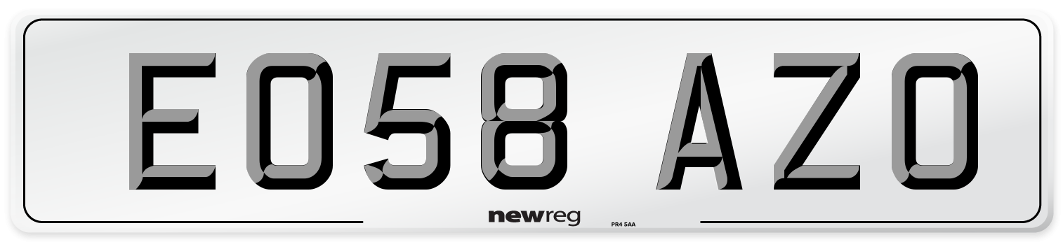EO58 AZO Number Plate from New Reg